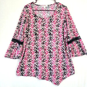 Studio Works Pink/Black Soft Stretchy Asymmetrical Top 1X